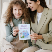 Mercat lichtblauwe zeemeermin verjaardagskaart