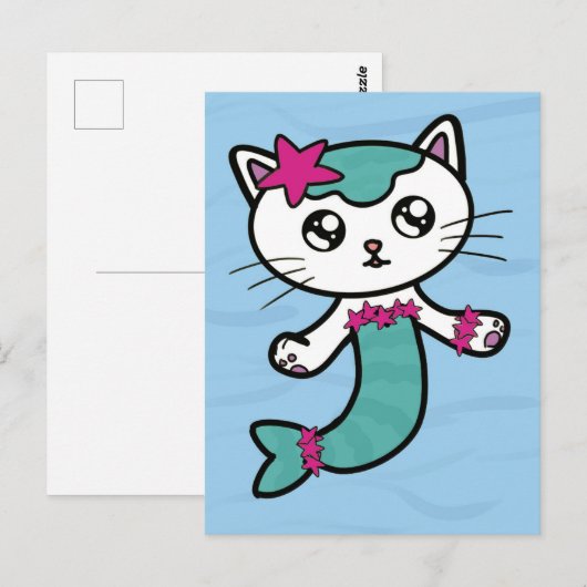 Mercat Mermaid cat schattig briefkaart (Voorkant / Achterkant)