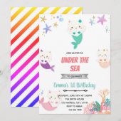 Mercat onder de zee verjaardagsuitnodiging bedankkaart (Voorkant / Achterkant)