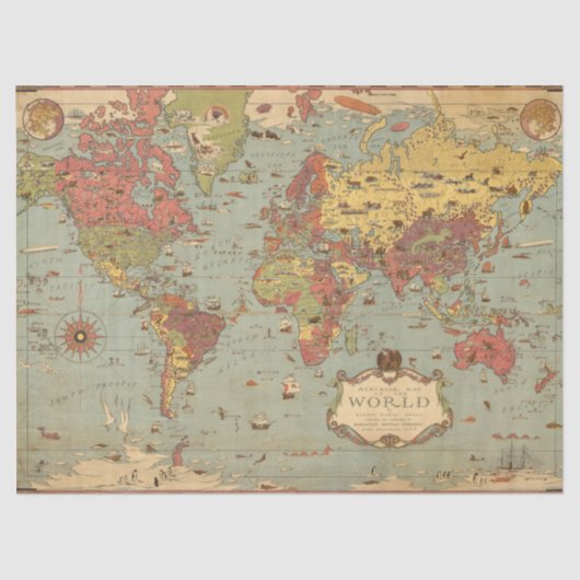Mercator Map of the World Tissuepapier (Voorkant)