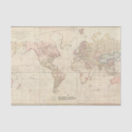 Mercator Map of the World Tissuepapier (Voorkant)