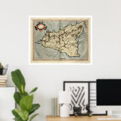 Mercator Sicily Early Map 1595 Poster (Thuiskantoor)