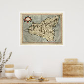 Mercator Sicily Early Map 1595 Poster (Keuken)