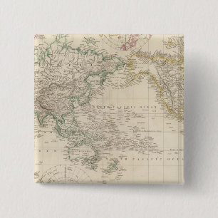 Mercators Projectie van de wereld Vierkante Button 5,1 Cm