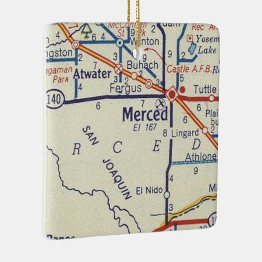 Merced CA  Map Keramisch Ornament (Rechts)
