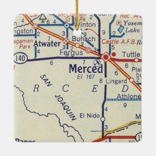 Merced CA  Map Keramisch Ornament (Achterkant)