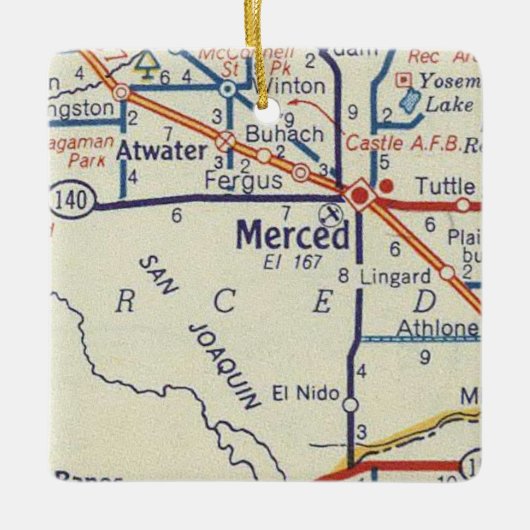 Merced CA  Map Keramisch Ornament (Voorkant)