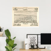 Merced, CA. Panoramische kaart 1888 (1062A) Poster (Thuiskantoor)