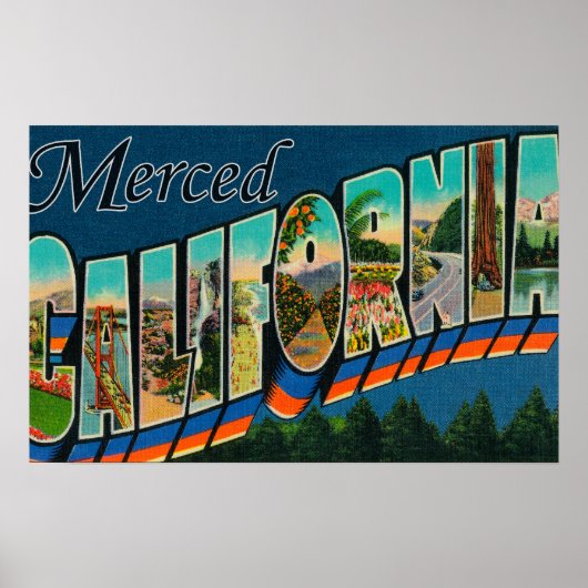 Merced, Californië - grote Letter-scènes Poster (Voorkant)