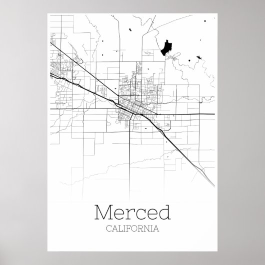 Merced Map - California - City Map Poster (Voorkant)