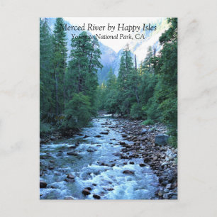 Merced River by Happy Isles, Yosemite, CA-Briefkaa Briefkaart