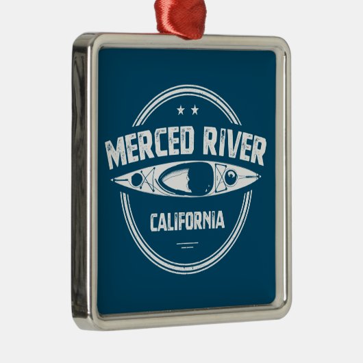 Merced River California Kayaking Metalen Ornament (Rechts)