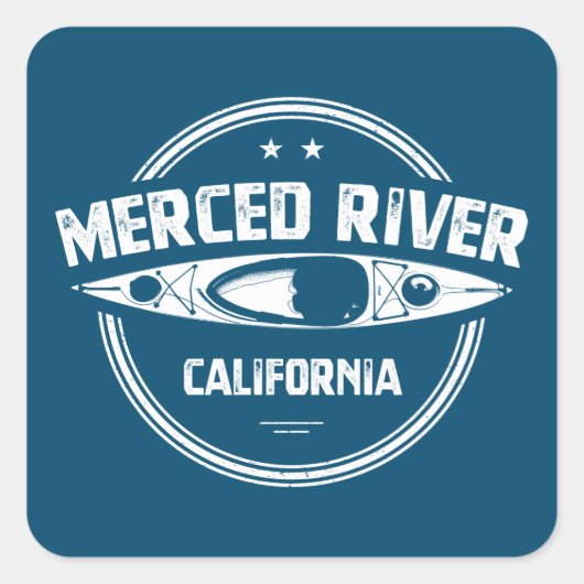 Merced River California Kayaking Vierkante Sticker (Voorkant)