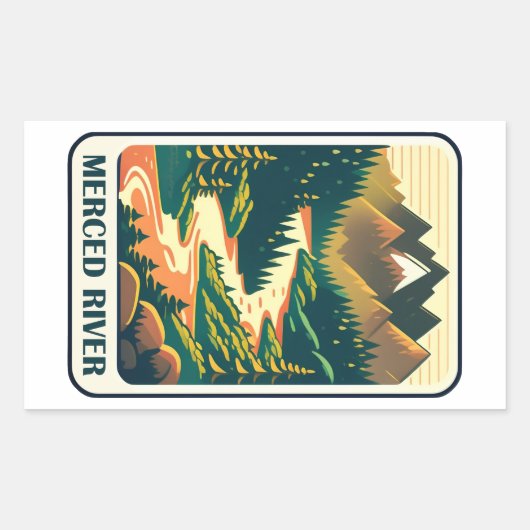 Merced River California kleuren Rechthoekige Sticker (Voorkant)