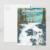 Merced River Californië reisposter Briefkaart (Voorkant / Achterkant)