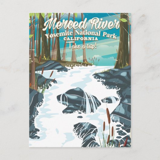 Merced River Californië reisposter Briefkaart (Voorkant)