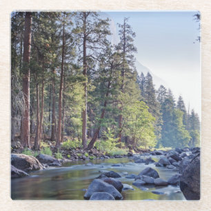 Merced River   Nationaal park Yosemite op Sunrise Glazen Onderzetter