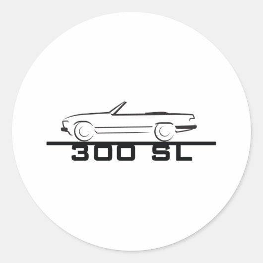 Mercedes 300 SL Type 107 Ronde Sticker (Voorkant)