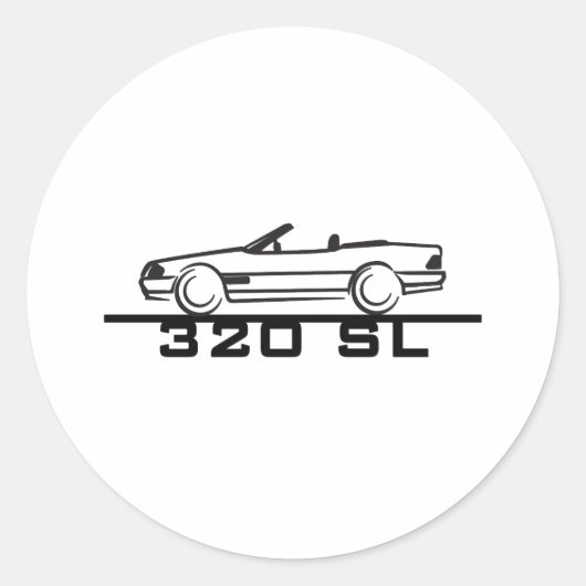 Mercedes 320 SL Type 129 Ronde Sticker (Voorkant)