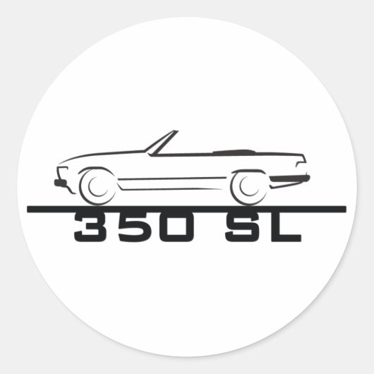 Mercedes 350 SL Type 107 Ronde Sticker (Voorkant)