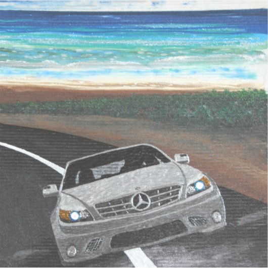 Mercedes aan de kust sticker (Voorkant)