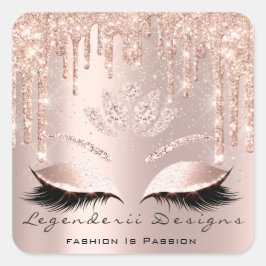 Mercedes Beauty Lashes Lotus Bridal Roos Glitter Vierkante Sticker