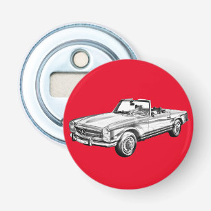 Mercedes Benz 280 SL Cabriolet Auto Illustratie Button Flesopener