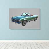 Mercedes Benz 280 SL Converteerbaar Canvas Afdruk (Insitu (Houten vloer))