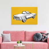 Mercedes Benz 280 SL Converteerbaar Illustratie Canvas Afdruk (Insitu (Woonkamer))
