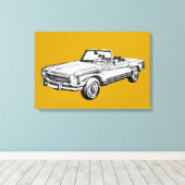 Mercedes Benz 280 SL Converteerbaar Illustratie Canvas Afdruk (Insitu (Houten vloer))
