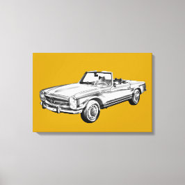 Mercedes Benz 280 SL Converteerbaar Illustratie Canvas Afdruk