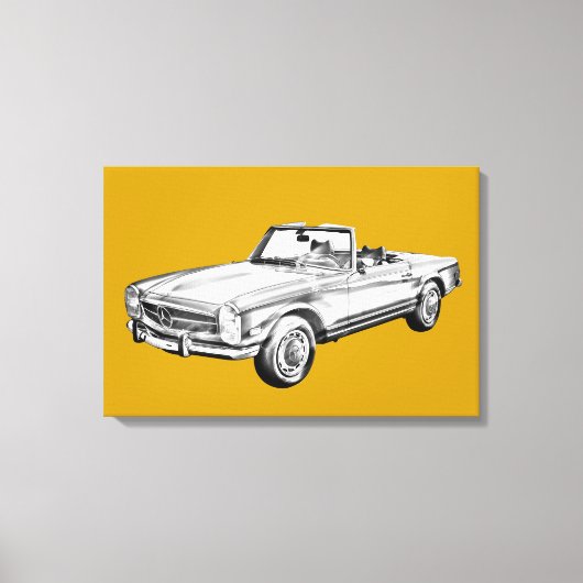 Mercedes Benz 280 SL Converteerbaar Illustratie Canvas Afdruk (Voorkant)