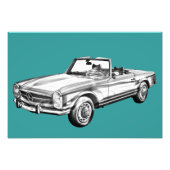 Mercedes Benz 280 SL Converteerbaar Illustratie Foto Afdruk (Voorkant)