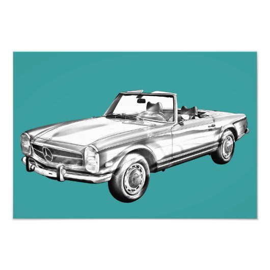 Mercedes Benz 280 SL Converteerbaar Illustratie Foto Afdruk (Voorkant)