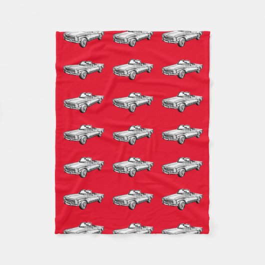 Mercedes Benz 280 SL Converteerbare Car Illustrati Fleece Deken (Voorkant)