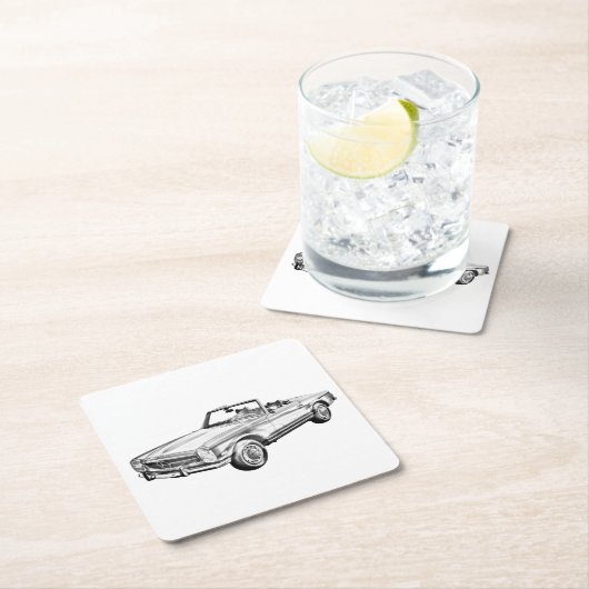 Mercedes Benz 280 SL Converteerbare Car Illustrati Kartonnen Onderzetters (Insitu)