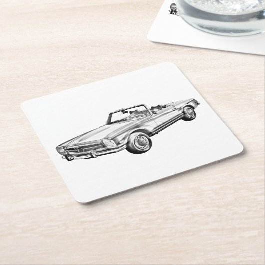 Mercedes Benz 280 SL Converteerbare Car Illustrati Kartonnen Onderzetters (Schuin)