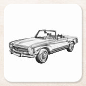 Mercedes Benz 280 SL Converteerbare Car Illustrati Kartonnen Onderzetters (Voorkant)