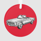 Mercedes Benz 280 SL Converteerbare Car Illustrati Ornament (achterkant)