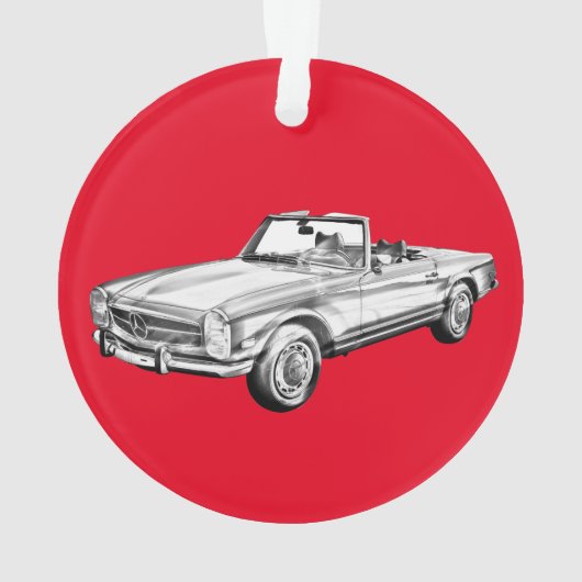 Mercedes Benz 280 SL Converteerbare Car Illustrati Ornament (achterkant)