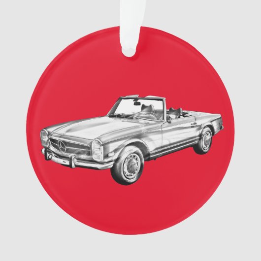 Mercedes Benz 280 SL Converteerbare Car Illustrati Ornament (voorkant)