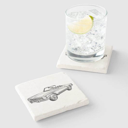 Mercedes Benz 280 SL Converteerbare Car Illustrati Stenen Onderzetter (Zijkant)