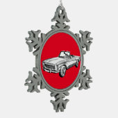 Mercedes Benz 280 SL Converteerbare Car Illustrati Tin Sneeuwvlok Ornament (Links)