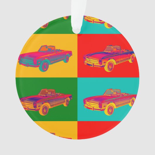 Mercedes Benz 280 SL Converteerbare Pop Art Ornament (voorkant)