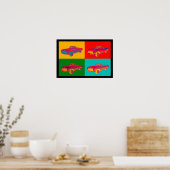 Mercedes Benz 280 SL Converteerbare Pop Art Poster (Keuken)