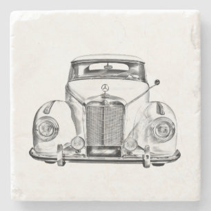 Mercedes Benz 300 Luxe Klassieke Auto Illustratie Stenen Onderzetter