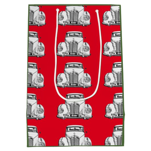 Mercedes Benz 300 Luxury Classic Car Illustration Medium Cadeauzakje (Achterkant)