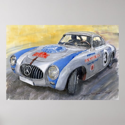 Mercedes Benz 300 SL 1952 Carrera Panamericana Mex Poster (Voorkant)