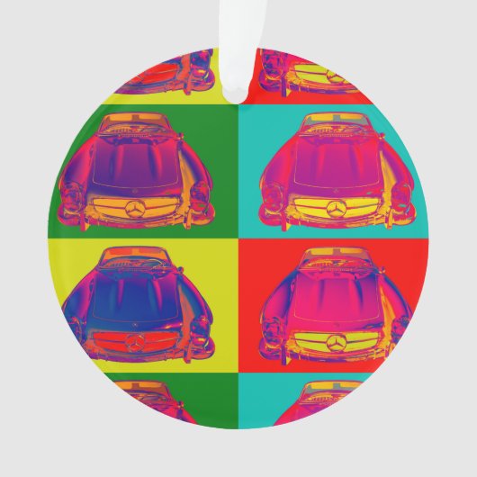 Mercedes Benz 300 SL Converteerbare Pop Art Ornament (voorkant)