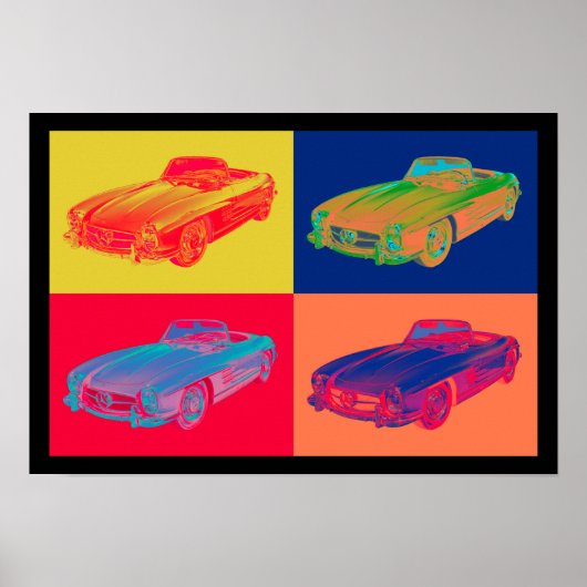 Mercedes Benz 300 SL Converteerbare Pop Art Poster (Voorkant)